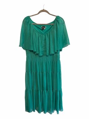 maison tara green dress Maison Tara Women's V-Neck Ruffle Faux Wrap Maxi Dress, AquaSeafoam, 4 at Amazon Women's Clothing store